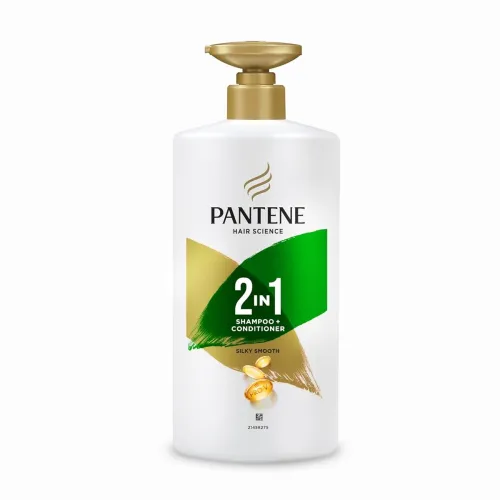Image of Pantene Advanced Hairfall Solution, 2in1 Silky Smooth Care Shampoo + Conditioner, Pack of 1, 650ML, Green
