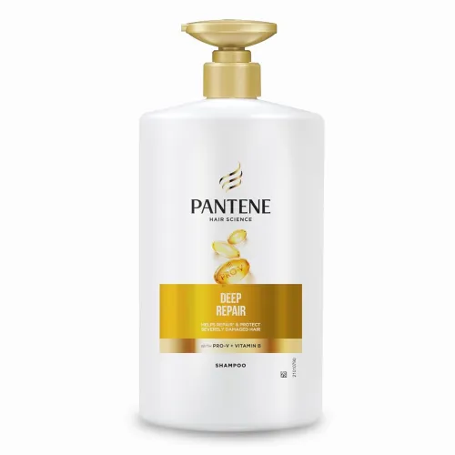 Image of Pantene Hair Science Deep Repair Shampoo 1Ltr with Pro-Vitamins & Vitamin B to repair & protect severely damaged hair,fo