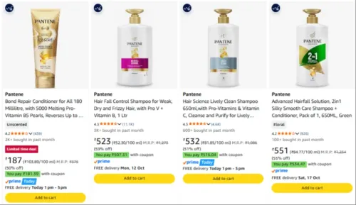 Image of Pantene Shampoo at minimum 50% Discount