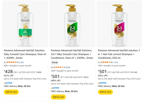 Image of Pantene Shampoo upto 56% Discount