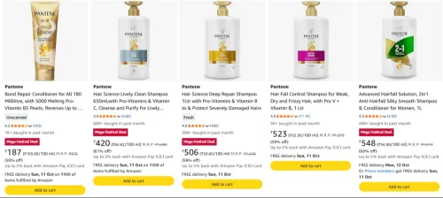 Image of Pantene Shampoo upto 66% Discount