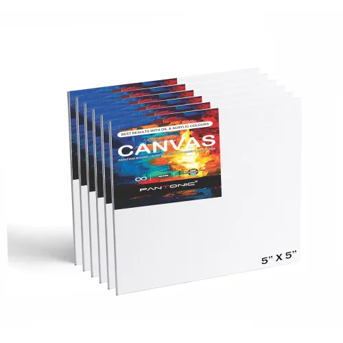 Image of Pantonic 6 Pieces 5 x 5 Inch, Medium Size Canvas Boards for Painting, Acrylic Oil Painting Board 6 Pcs Set, White Color