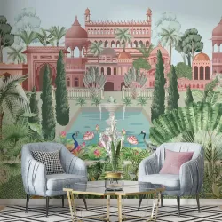 PAPER PLANE DESIGN Mughal Palace Garden Exquisite Ethnic Wall Mural Wallpaper. Full Wall Coverage. (Ds22) (8 X 10 FEET,