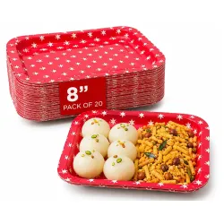 Paper Plates | 8 inch - Pack of 20 | Disposable Plates Big Size for Snacking