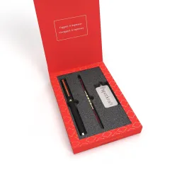 Paperkraft Expressions Gift Set - 1 Ceramic Roller ball Metal Pen with Gold trims 0.6 mm Stainless Steel Tip + 1 Stainle