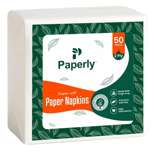 Image of Paperly Premium Tissue Paper Napkins | Embossed 100% Virgin Pulp Disposable Dinner Serviettes for Restaurants Hotels Tra