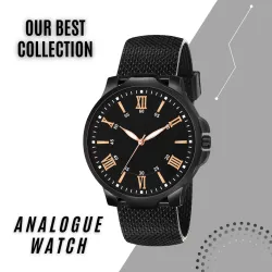 PAPIO Analog Mens Watch with Black PU Band