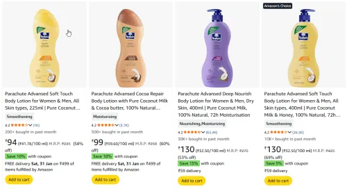 Image of Parachute Advanced Lotion Minimum 60% Discount