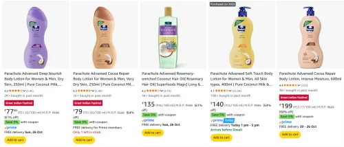 Image of Parachute Advanced Personal Care Products starting at ₹77