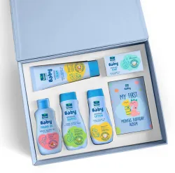 Parachute Advansed Baby Gift Pack with New Born Baby essentials | With Milestone booklet (Blue)