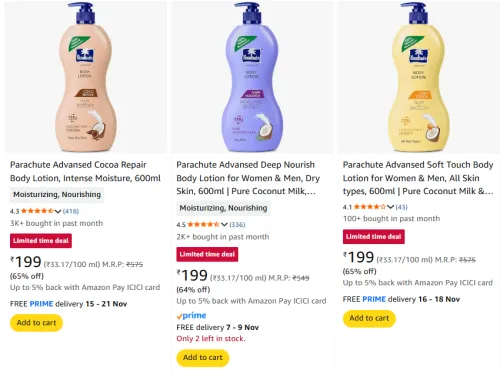 Image of Parachute Advansed Body Lotion upto 65% Discount