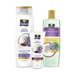 Parachute Advansed Hairfall Defense Set | Hair Oil + Shampoo + Conditioner | Coconut Milk & Rosemary | Up to 2x Thicker Hair | Dermatologically Tested | Paraben Free Shampoo | 810ml