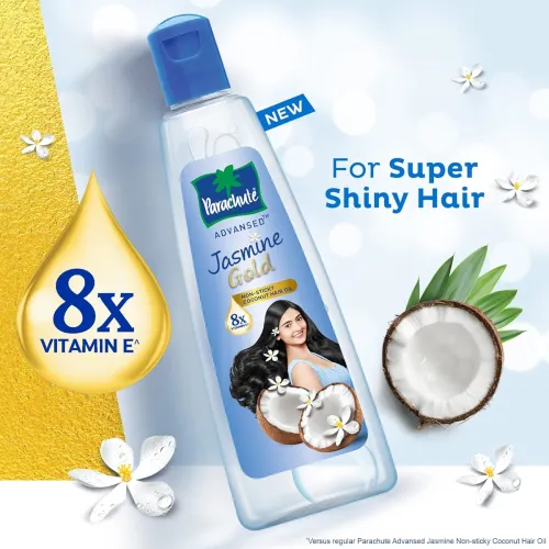 Image of Parachute Advansed Jasmine Gold Non-Sticky Coconut Hair Oil with Vitamin E For Super Shiny Hair, 600ml