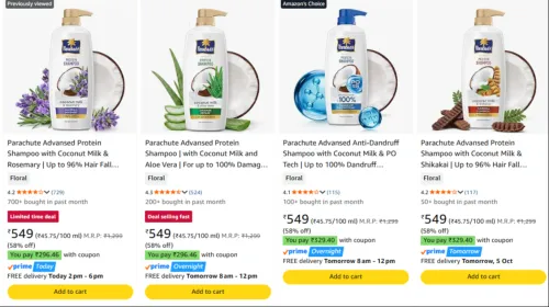 Image of Parachute Advansed Protein 1.2L Shampoo starting @ ₹296