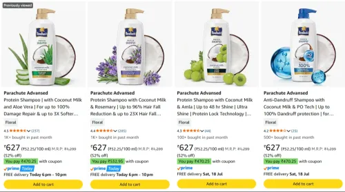 Image of Parachute Advansed Shampoo at minimum 50% Discount