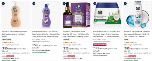 Image of Parachute Beauty Products at minimum 70% Discount