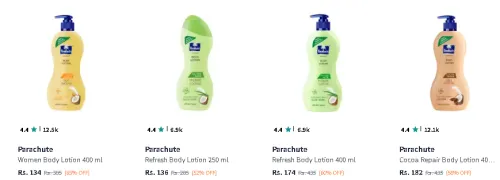 Image of Parachute Body Lotion is Available at Minimum 40%-55% Discount 