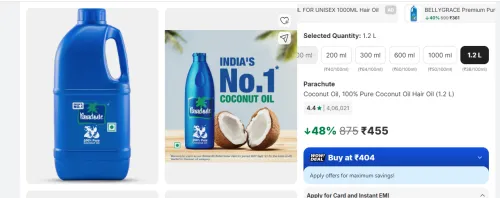 Image of Parachute Coconut Oil, 100% Pure Coconut Oil Hair Oil (1.2 L)