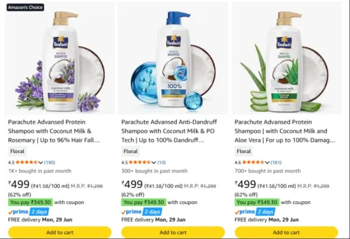 Image of Parachute Hair Shampoo Upto 62% Discount 