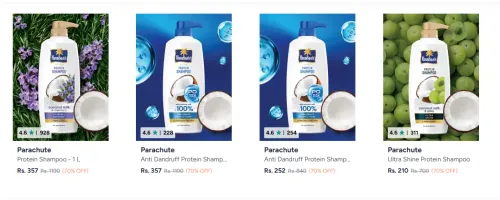 Image of Parachute Shampoo at minimum 70% Discount