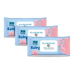 Parachute Advansed Baby Coconut Oil Wipes (72s, Pack of 3)