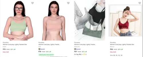 Image of Paradise Women's Bra Starting From @ ₹78