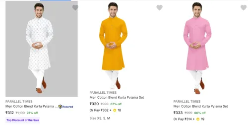Image of Parallel Times Men's Ethnic Sets upto 73% Discount
