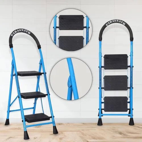 Image of PARASNATH 3 Step Blue Steel Ladder