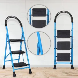 PARASNATH 3 Step Blue Steel Ladder