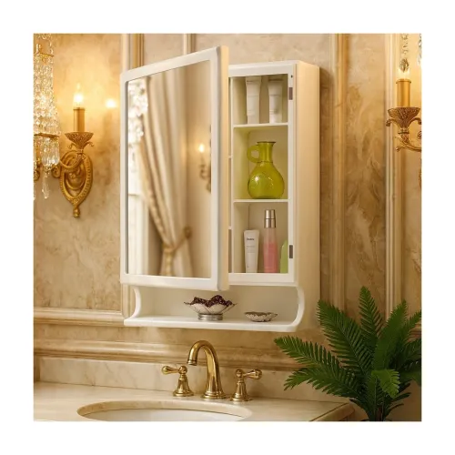 Image of Parasnath Premium White Bathroom Mirror Cabinet