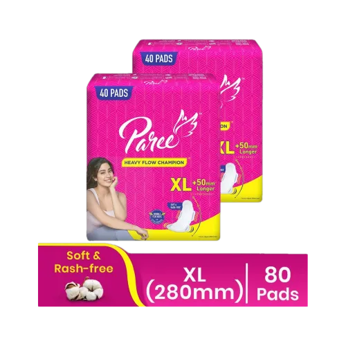 Image of Paree Soft & Rash Free Sanitary Pad | XL Size| 3 Seconds Absorption for Heavy Flow Sanitary Pad (Pack of 80)