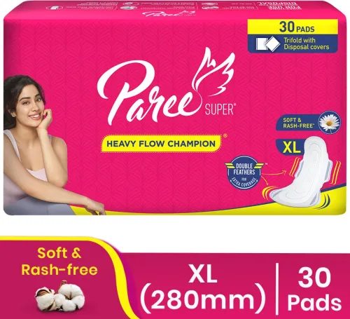 Image of Paree Super Heavy Flow XL Pads, All Day Leakage Protection, With Disposable Pouch Sanitary Pad (Pack of 30)