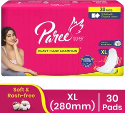 Paree Super Heavy Flow XL Pads, All Day Leakage Protection, With Disposable Pouch Sanitary Pad (Pack of 30)