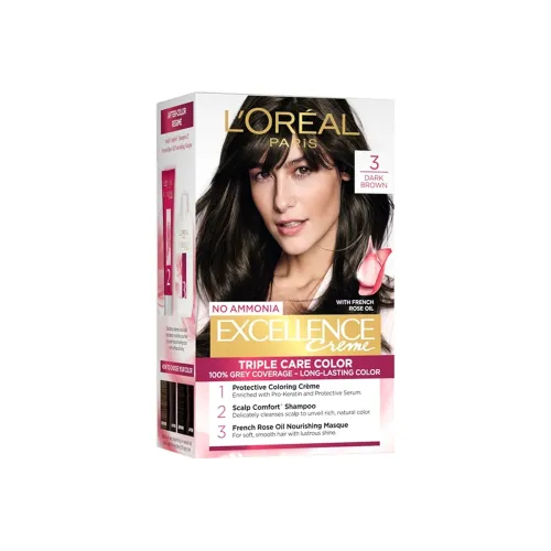 Image of L'Oréal Paris Permanent Hair Colour,Natural Darkest Brown, 72ml+100g