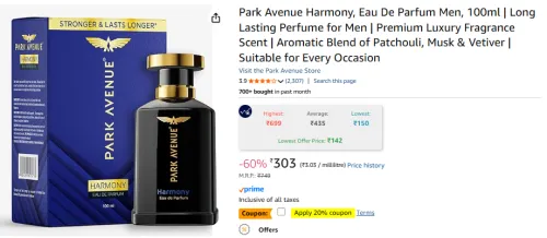 Image of Park Avenue Harmony Eau De Parfum Men 100ml 
