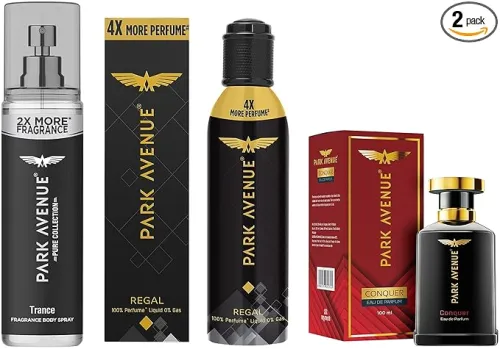 Image of Park Avenue Men’s Perfume & Body Spray Combo (Conquer 100ml + Trance 135ml + Regal 130ml)