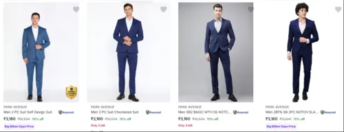 Image of PARK AVENUE Men's Readymade Suits at minimum 70% Discount
