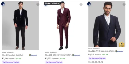 Image of PARK AVENUE Men's Readymade Suits at minimum 70% Discount