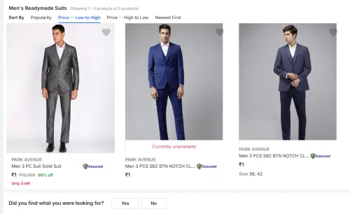 Image of Park avenue mens Readymade Suits