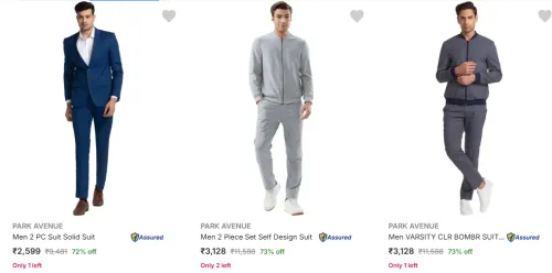 Image of PARK AVENUE Men's Readymade Suits at minimum 70% Discount
