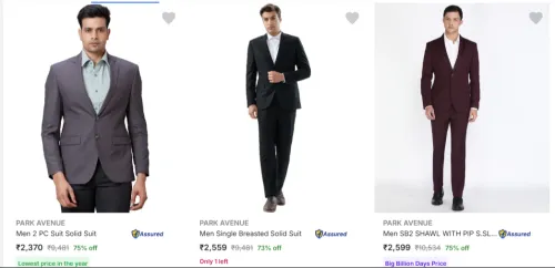Image of Park Avenue Mens Readymade Suits Upto 75% Discount