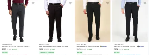 Image of Park Avenue Men's Trousers at minimum 60% Discount