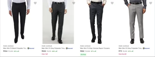 Image of Park Avenue Men's Trousers at minimum 60% Discount