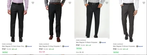 Image of Park Avenue Men's Trousers at minimum 60% Discount
