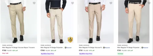 Image of Park Avenue Men's Trousers upto 67% discount 