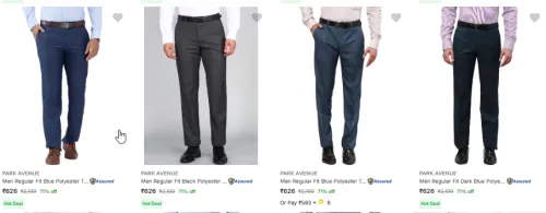 Image of Park Avenue Mens Trousers upto 71% discount 