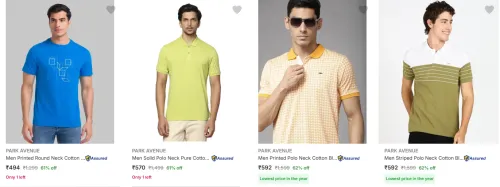 Image of Park Avenue Men's T-shirts at minimum 61% Discount