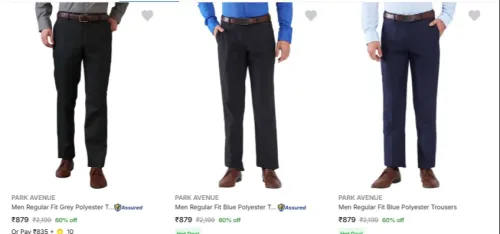 Image of Park Avenue Men's Trouser at Minimum 60% Discount