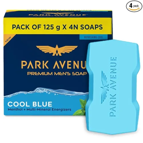 Image of Park Avenue Premium Men’s Soaps for Bath – Cool Blue | 125g (Pack of 4)