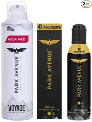 Park Avenue Voyage Signature Collection Amber Spray Deodorant For Men, 220Ml And Regal Premium Perfume For Men, 150Ml,1 